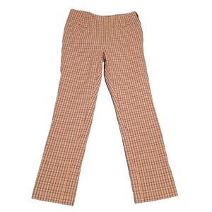 Anthropologie The Essential Slim‎ Plaid Pants Womens Size 4 Beige/Pink